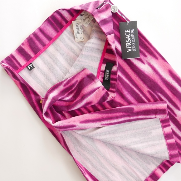 Versace  Body Con Skirt in Pink Stretch Print - Picture 3 of 3